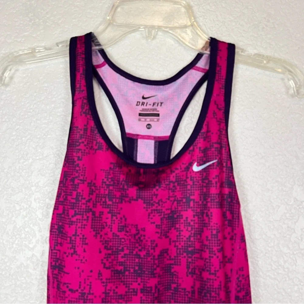 Nike Dri Fit Pink Navy Blue Print Racerback Tank size XS